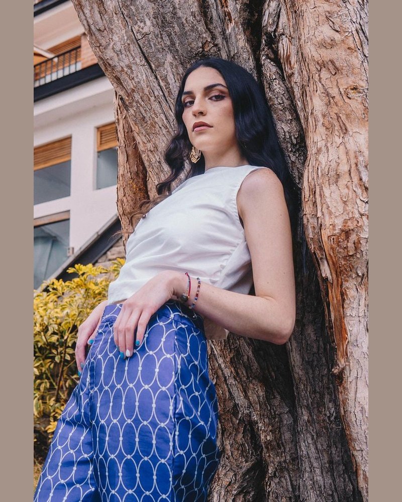 Electric Blue Patterned Pants