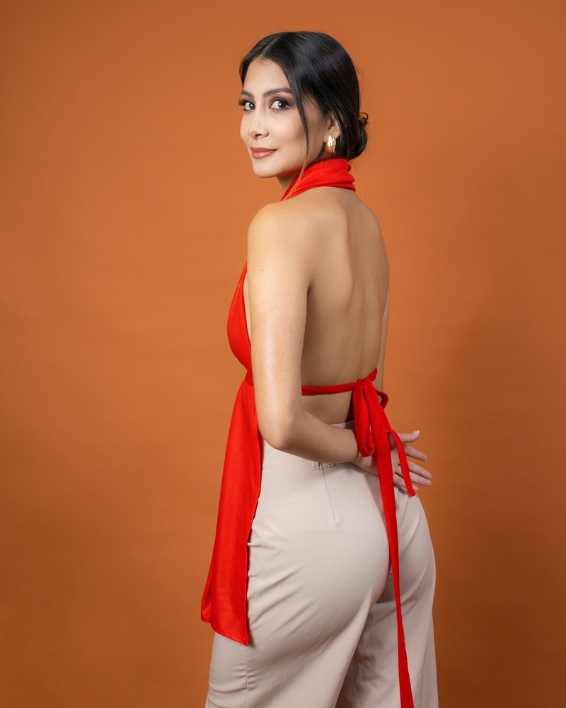 Backless Red Top